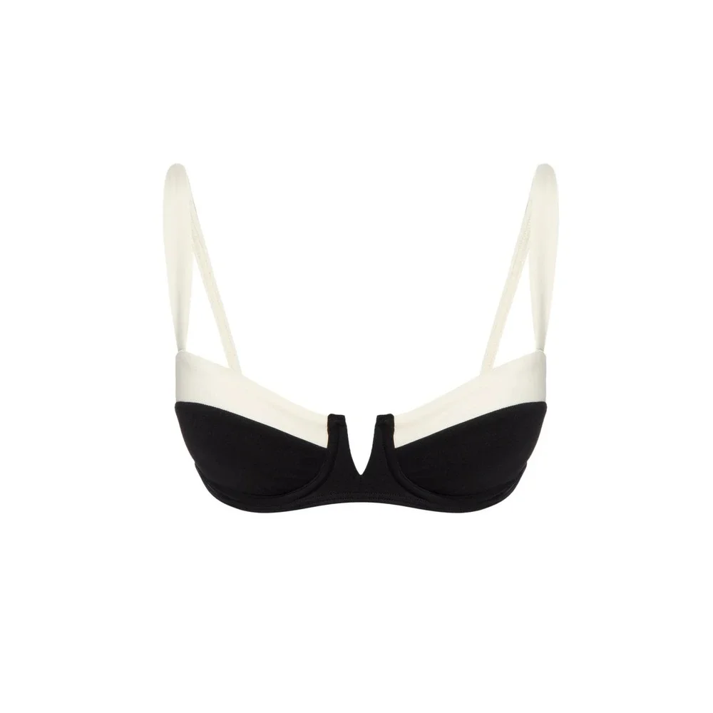 Monday Swimwear Clovelly Top Black Ivory Small New With Tags